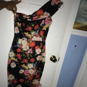 Flowery Slant Dress